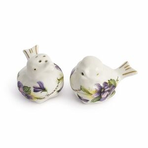Vintage Hammersley Victorian Violets Bone China Bird Salt & Pepper Shakers